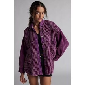 BDG Bryson Waffle Shirt Jacket Small Purple Button Down Corduroy Lounge Cotton S